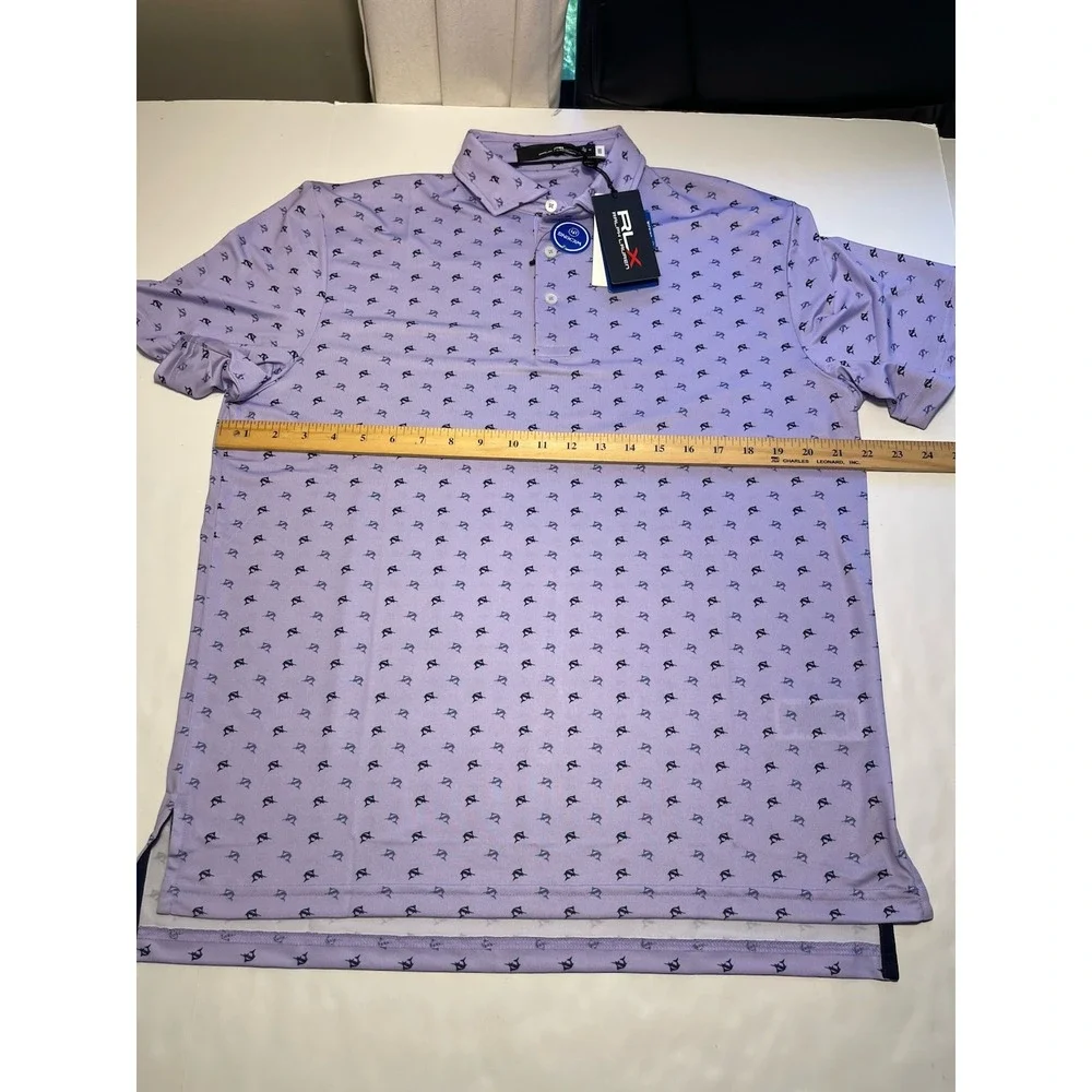 RLX Ralph Lauren Classic Fit Performance Polo Shirt Men's M lavender swordfish